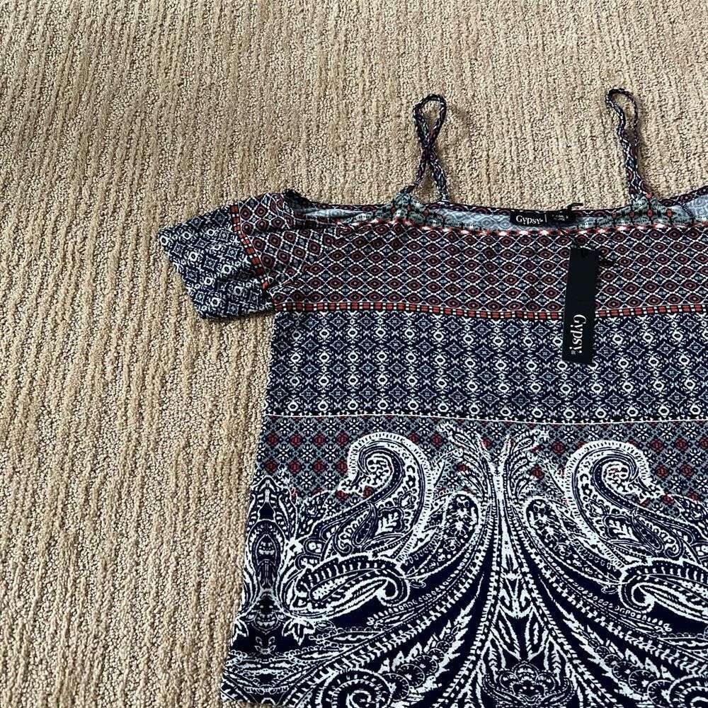 Gypsy Patterned Off the Shoulder Tshirt - Picture 2 of 6